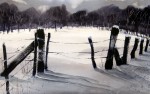 'Eerste sneeuw' @ElianeKunnen - aquarel incl passe-partout, 70x50cm - VERKOCHT
